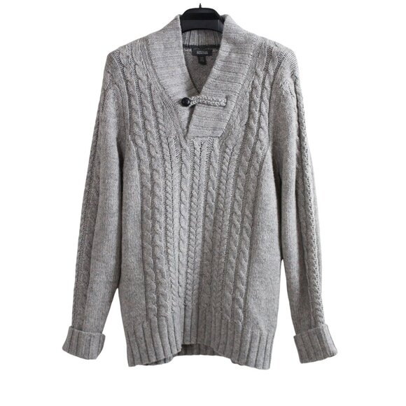 Kenneth Cole Reaction Light Grey Cable Knit Sweater - Picture 1 of 12